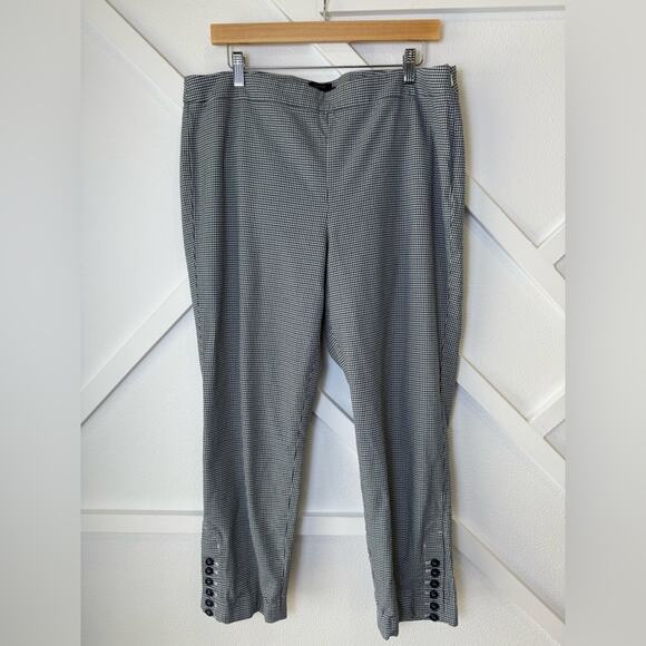 Talbots Chatham Slim Crop Ankle Pants Houndstooth Side Zip Ankle Buttons Size 14 - Picture 1 of 11
